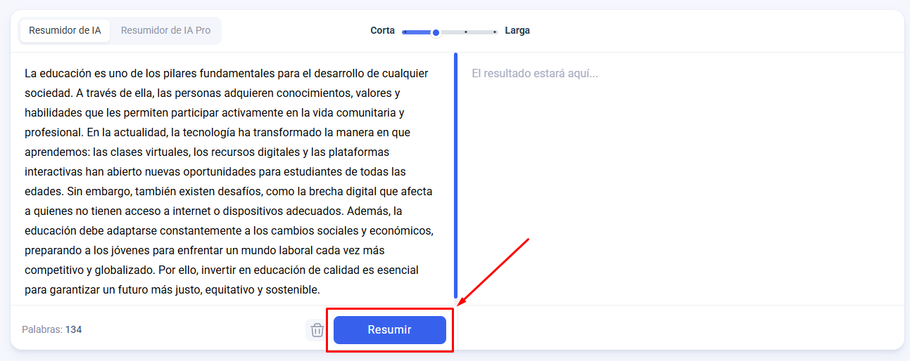 Resumidor de textos Request Button